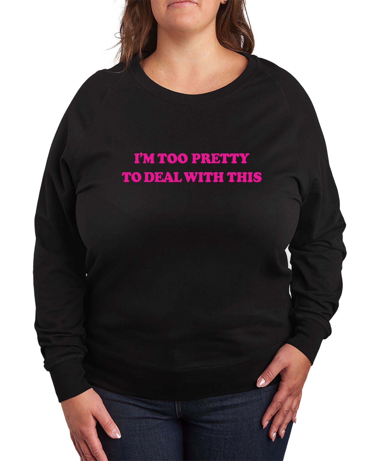 Топ Hybrid Apparel Plus Size Too Pretty Graphic Crew Neck