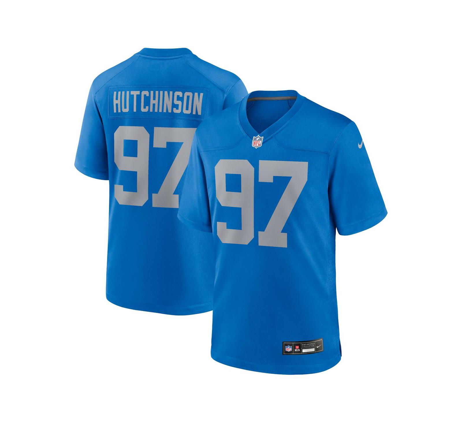 Мужская игровая джерси Nike Aidan Hutchinson Blue Detroit Lions Alternate