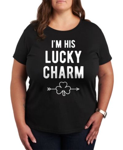 Hybrid Apparel Plus Size модная футболка с графикой I'm His Lucky Charm, с круглым вырезом