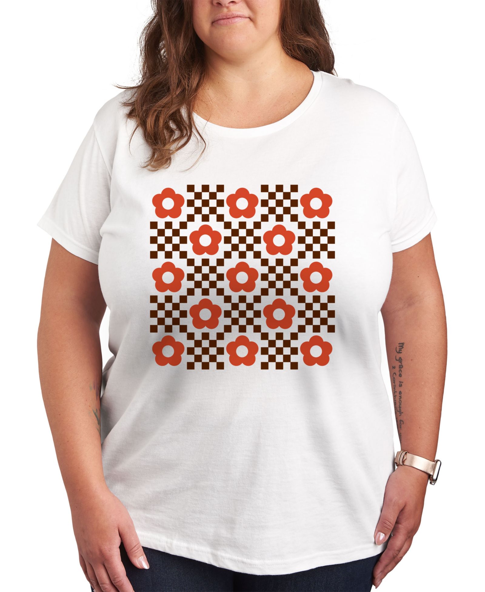 Hybrid Apparel Plus Size T-Shirt с графическим принтом в клетку
