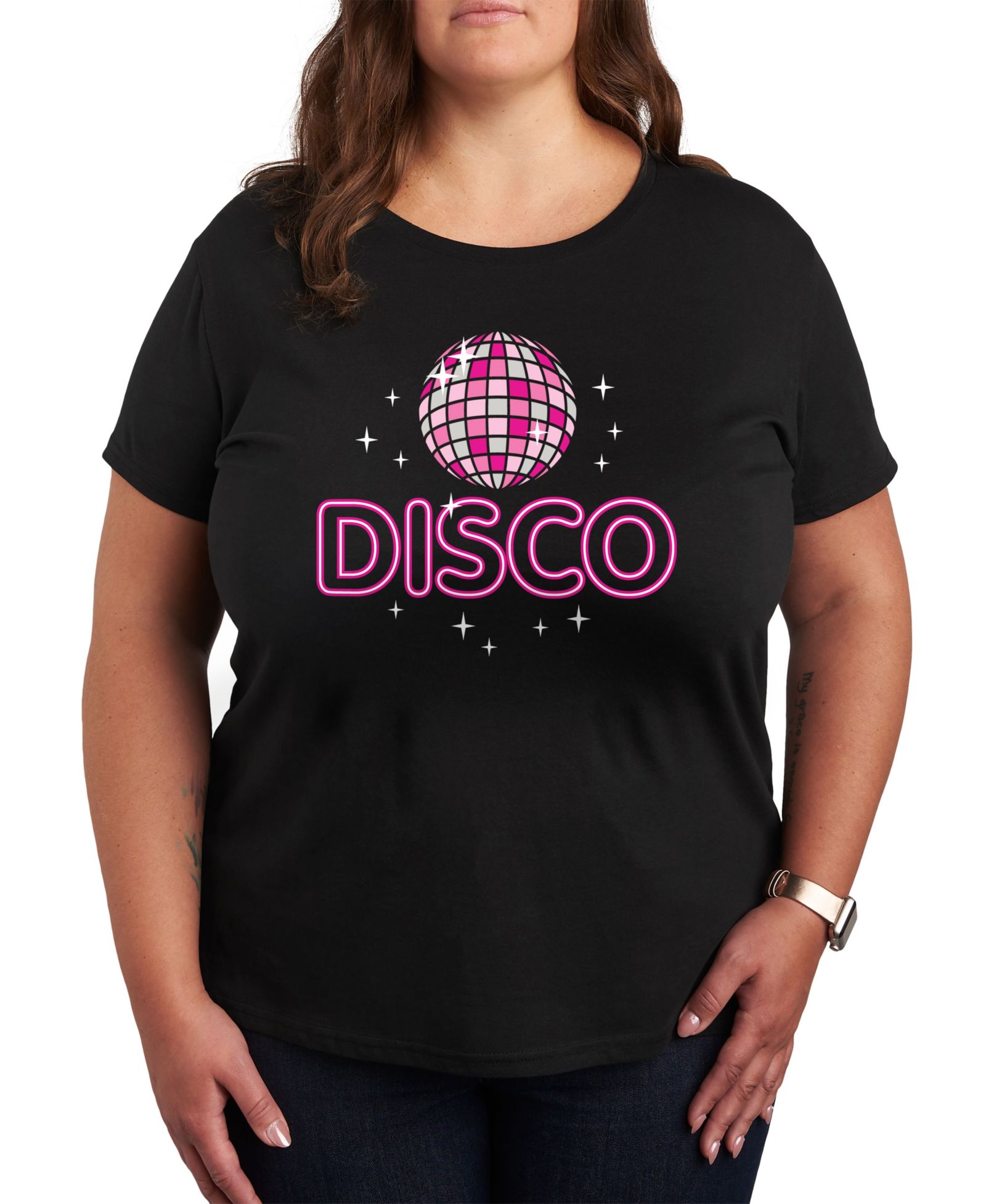 Женская футболка Hybrid Apparel Plus Size Trendy Disco Flash Graphic Crew Neck