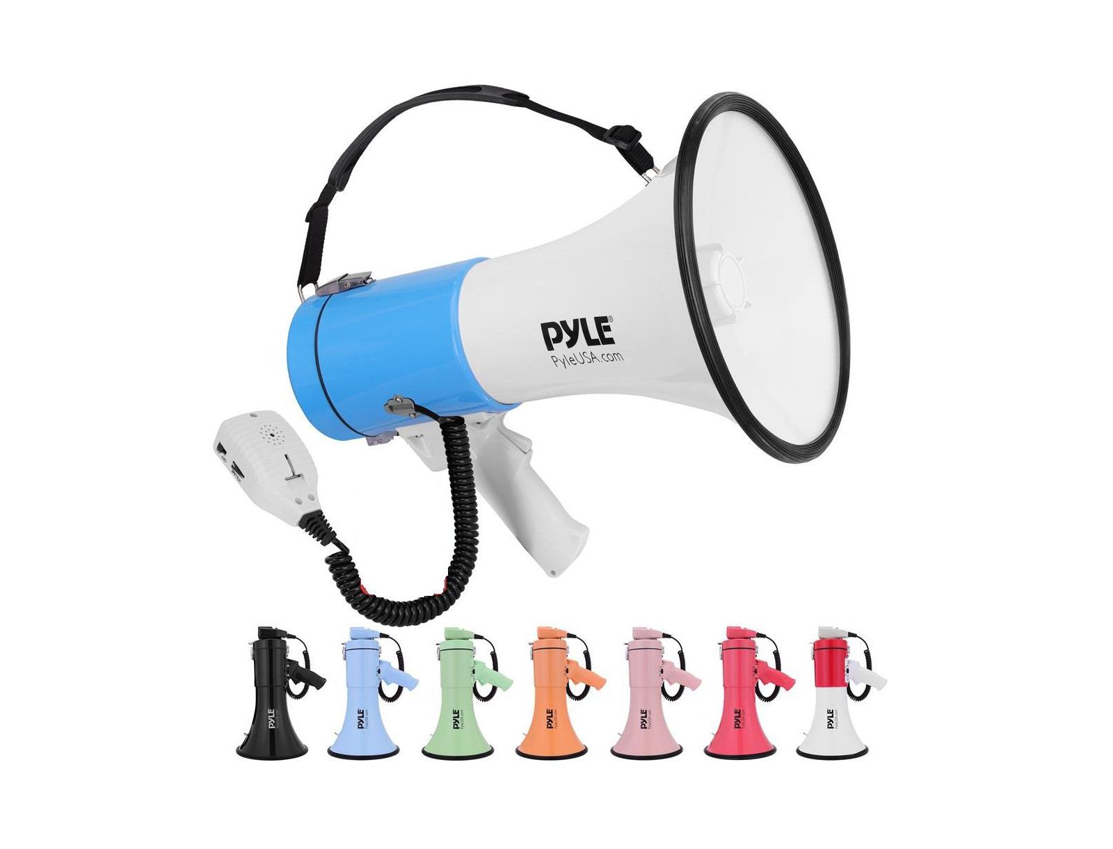 Портативный легкий мегафон Pyle PMPRA515WHI, 50 Вт