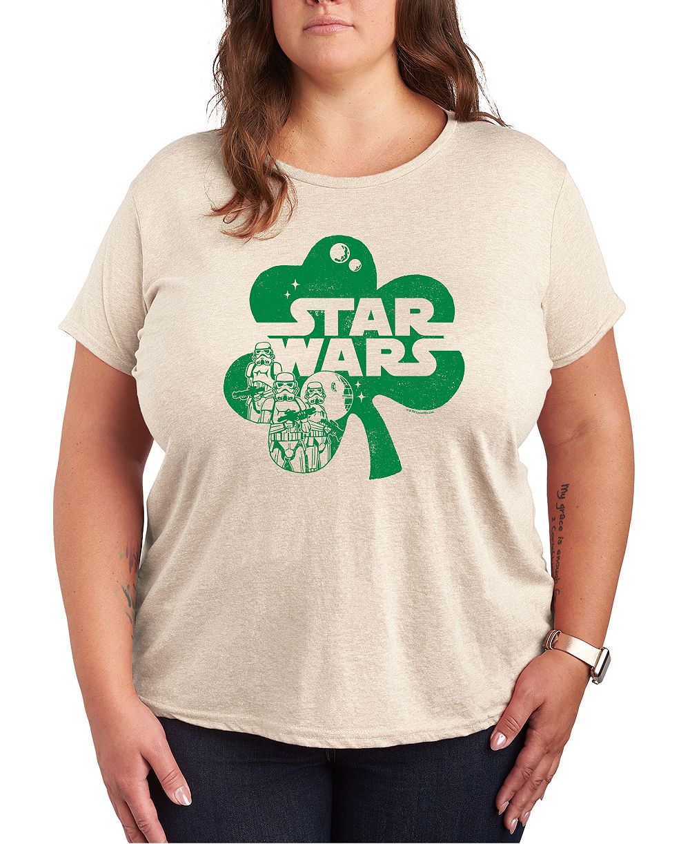 Женская футболка Hybrid Apparel Plus Size Star Wars St. Patrick's Day Shamrock Graphic Crewneck