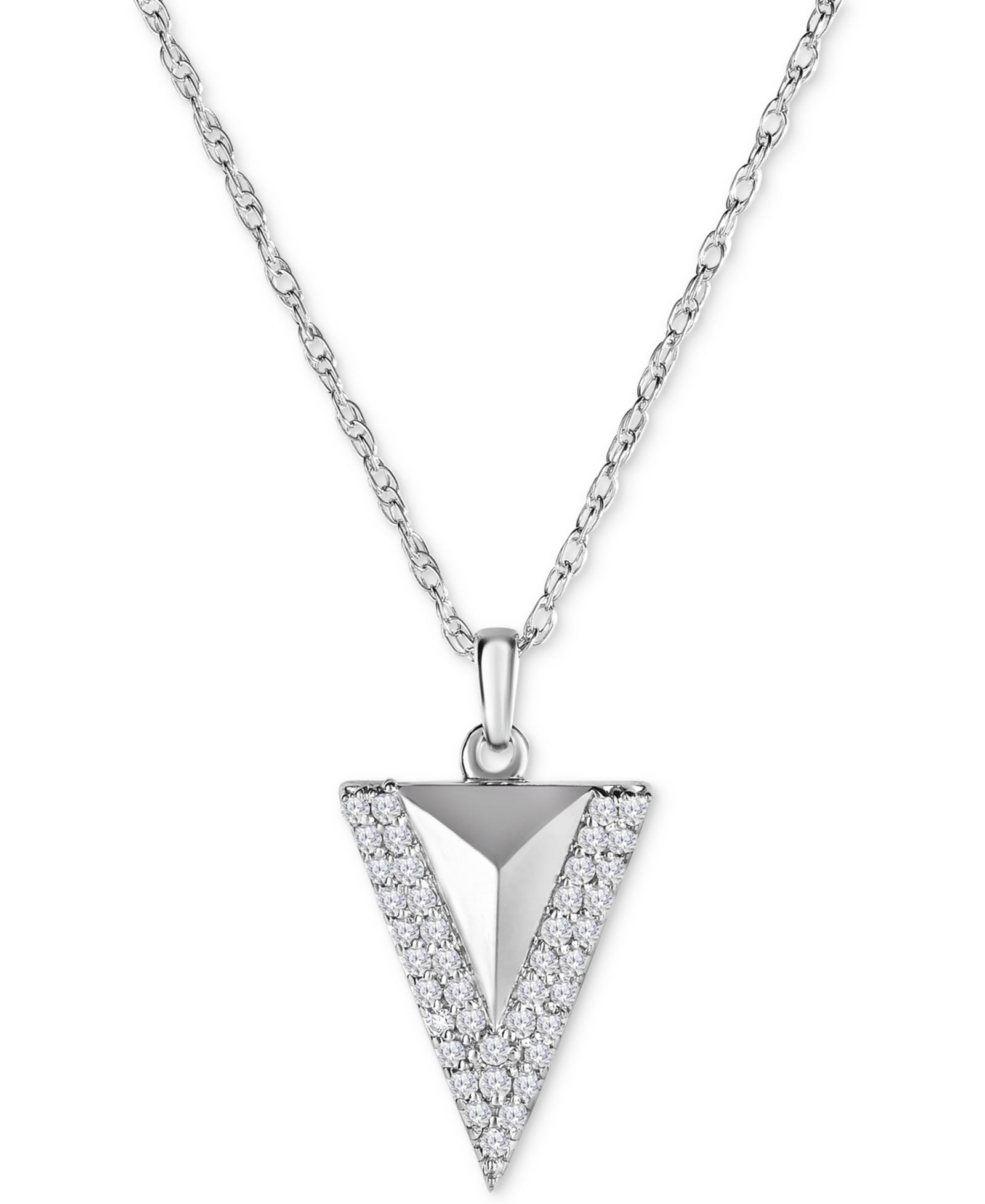Подвеска-кулон Diamond Pavé Triangle 18" из стерлингового серебра