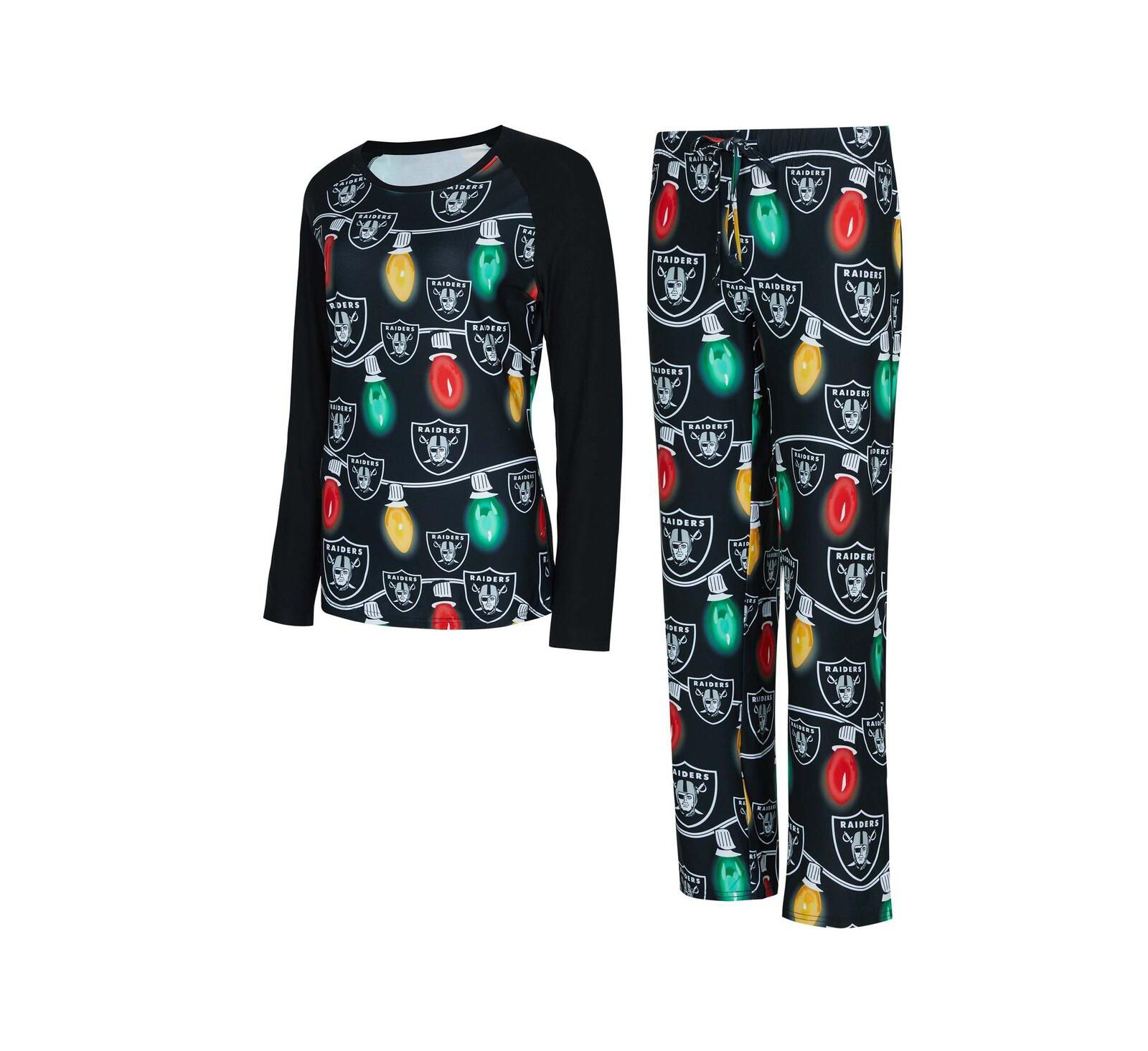 Concepts Sport Women's Las Vegas Raiders Garland Knit Raglan Long Sleeve T-Shirt Pants Set