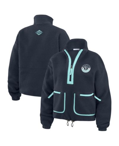 Wear by Erin Andrews Women's Deep Sea Blue Seattle Kraken Polar Fleece Half-Zip Jacket