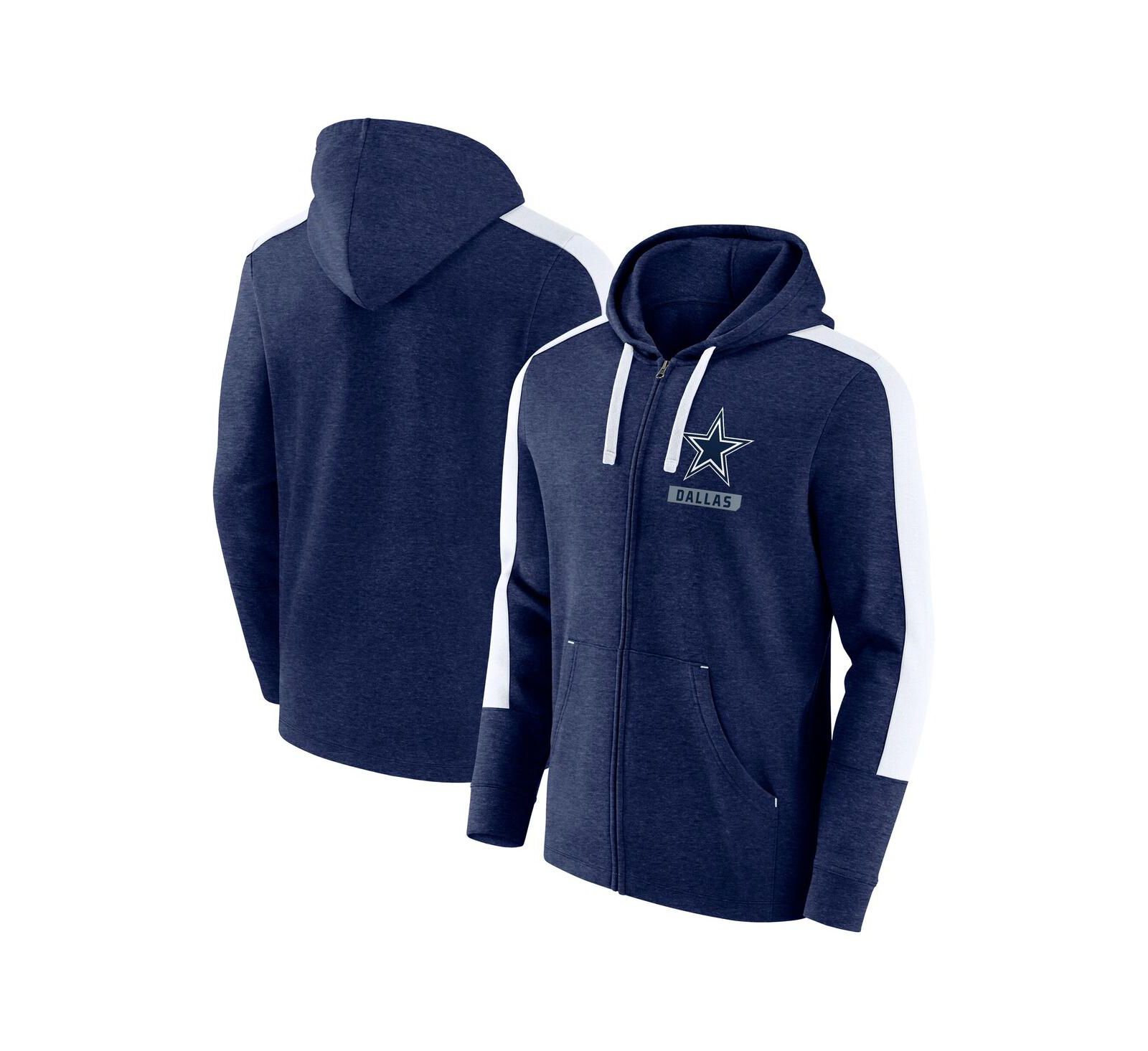 Мужской свитшот-худи Fanatics Heather Navy White Dallas Cowboys Gains Full-Zip