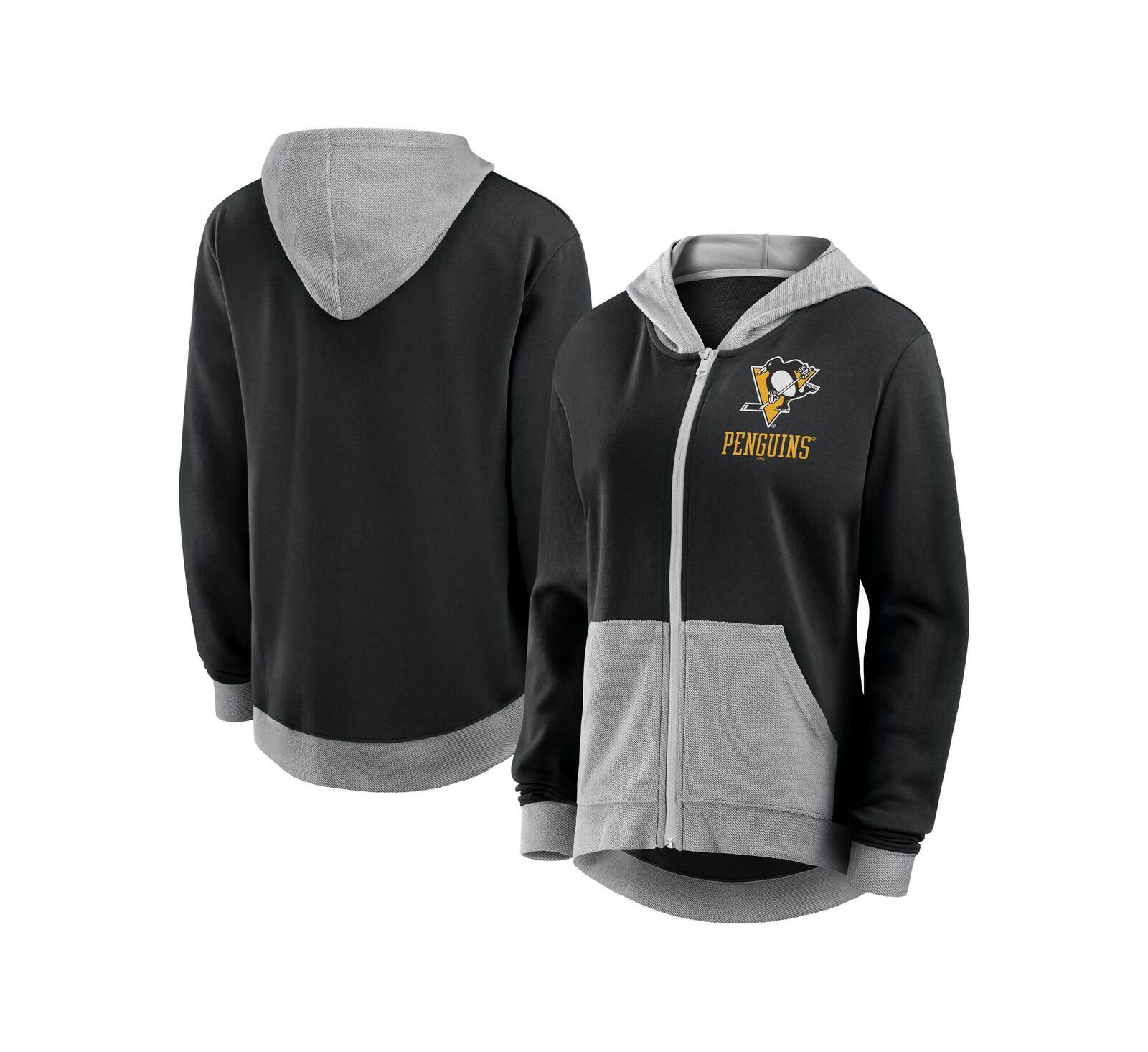 Худи Logo Athletic Women's Black Pittsburgh Penguins Hit It French Terry с полной молнией