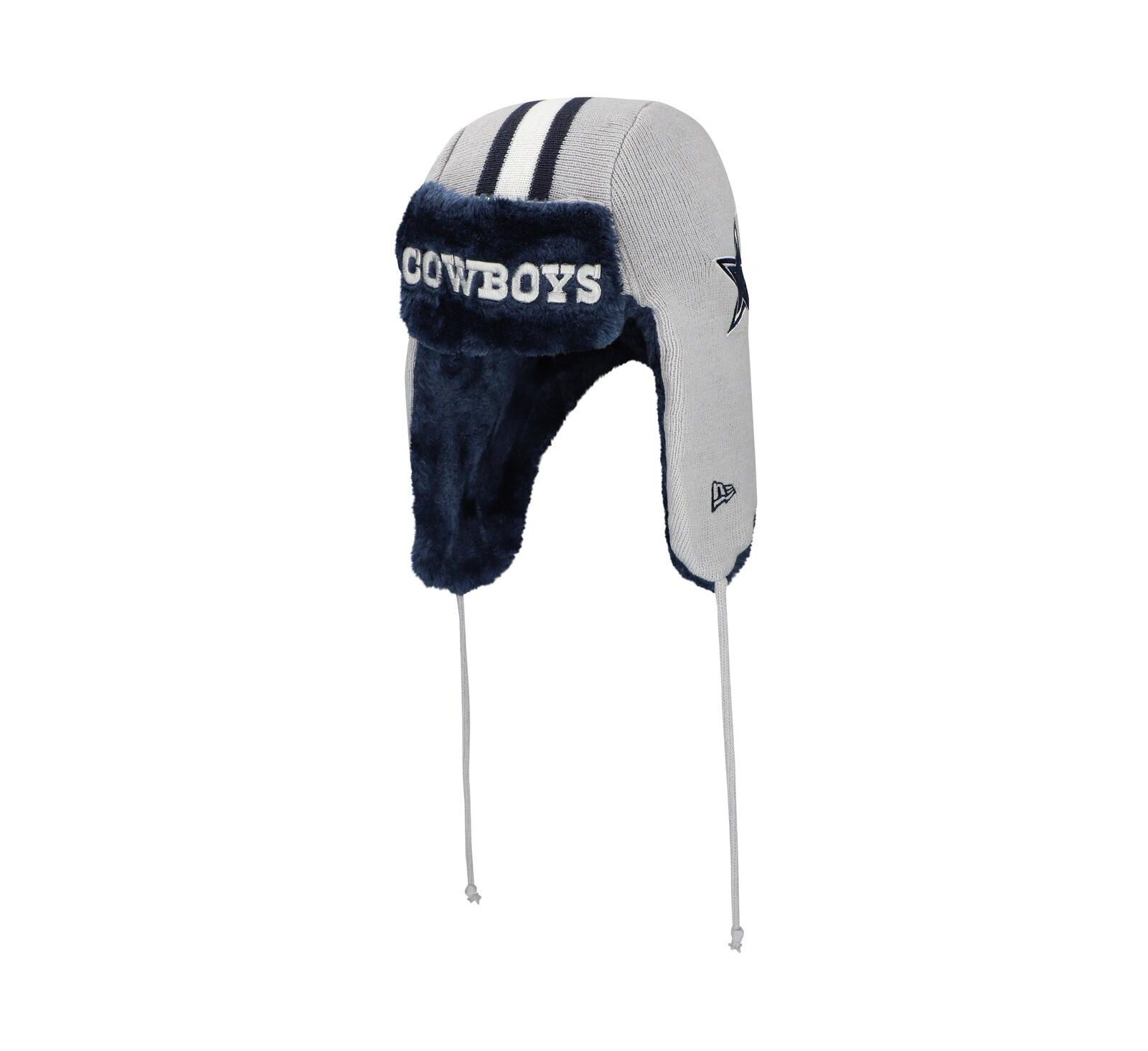 Мужская вязаная шапка New Era Dallas Cowboys Helmet Head Trapper Gray