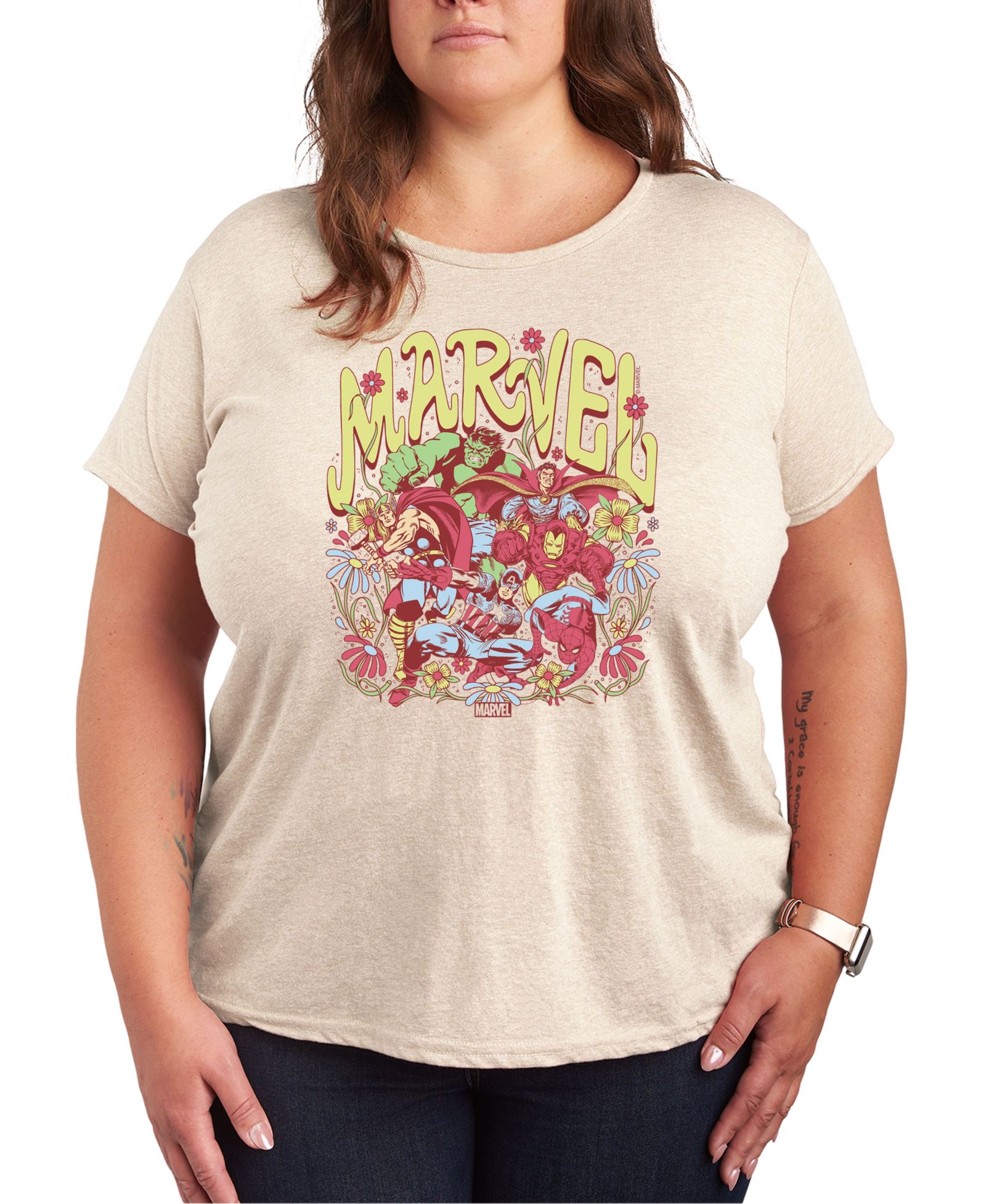 Женская футболка Hybrid Apparel Plus Size Marvel The Avengers Graphic Crew Neck Tee