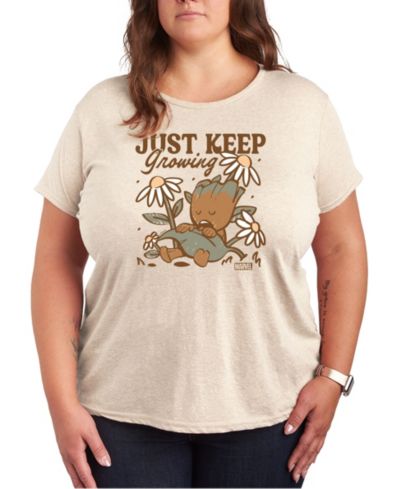 Hybrid Apparel Plus Size Marvel Guardians Of The Galaxy Just Keep Growing Graphic Crew Neck Tee