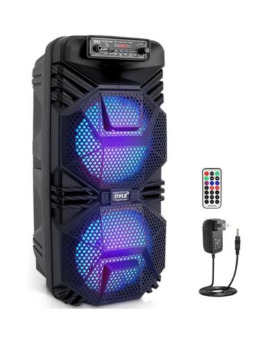 Портативная колонка Pyle 600W Bluetooth PA с двойными 8" вуферами, 1" твитером, USB, радио и пультом управления
