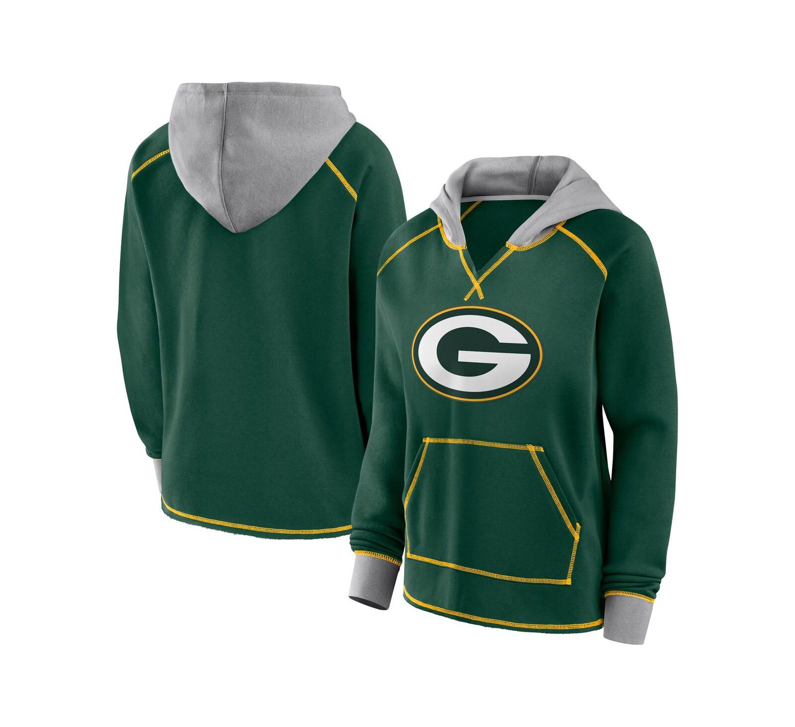 Logo Athletic Женский худи с капюшоном и V-образным вырезом Green Bay Packers