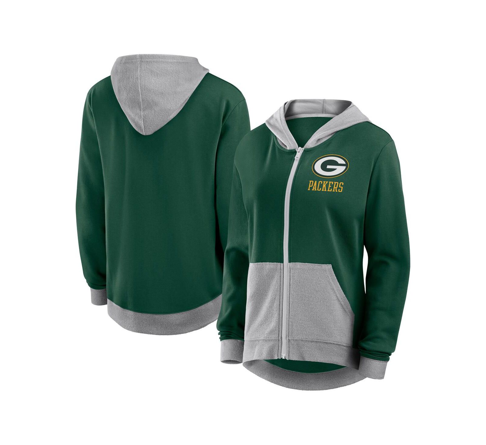 Logo Athletic Женское худи с молнией Green Bay Packers Green French Terry