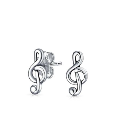 Серьги-гвоздики Bling Jewelry Tiny Delicate Music G Treble Clef Note Stud в Sterling Silver