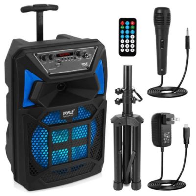 Портативная караоке-система Pyle Bluetooth PA Speaker & Microphone с LED Lights, FM Radio & MP3/USB Support