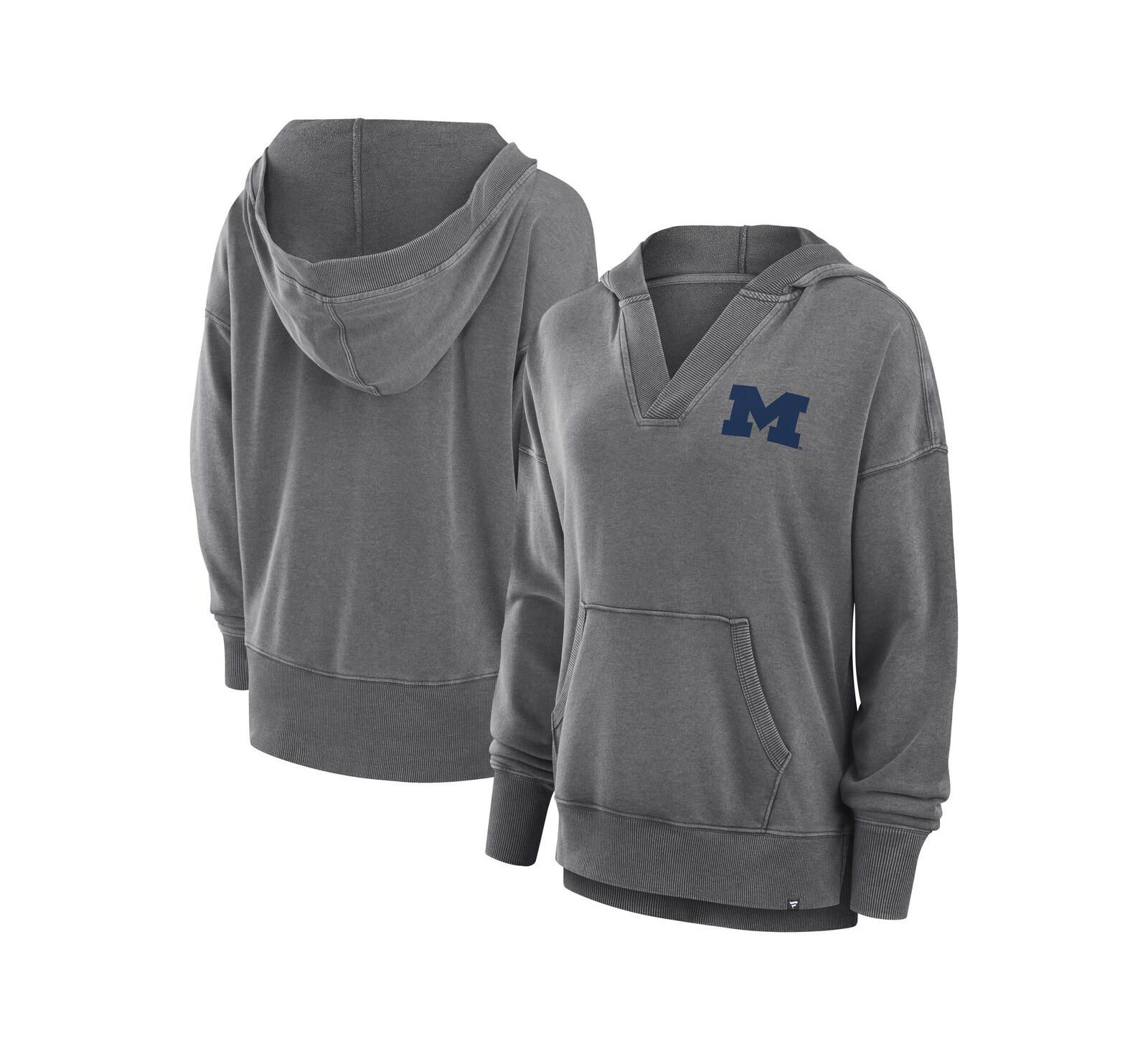 Fanatics Женский свитшот Michigan Wolverines Heather Gray Snow Wash French Terry V-Neck