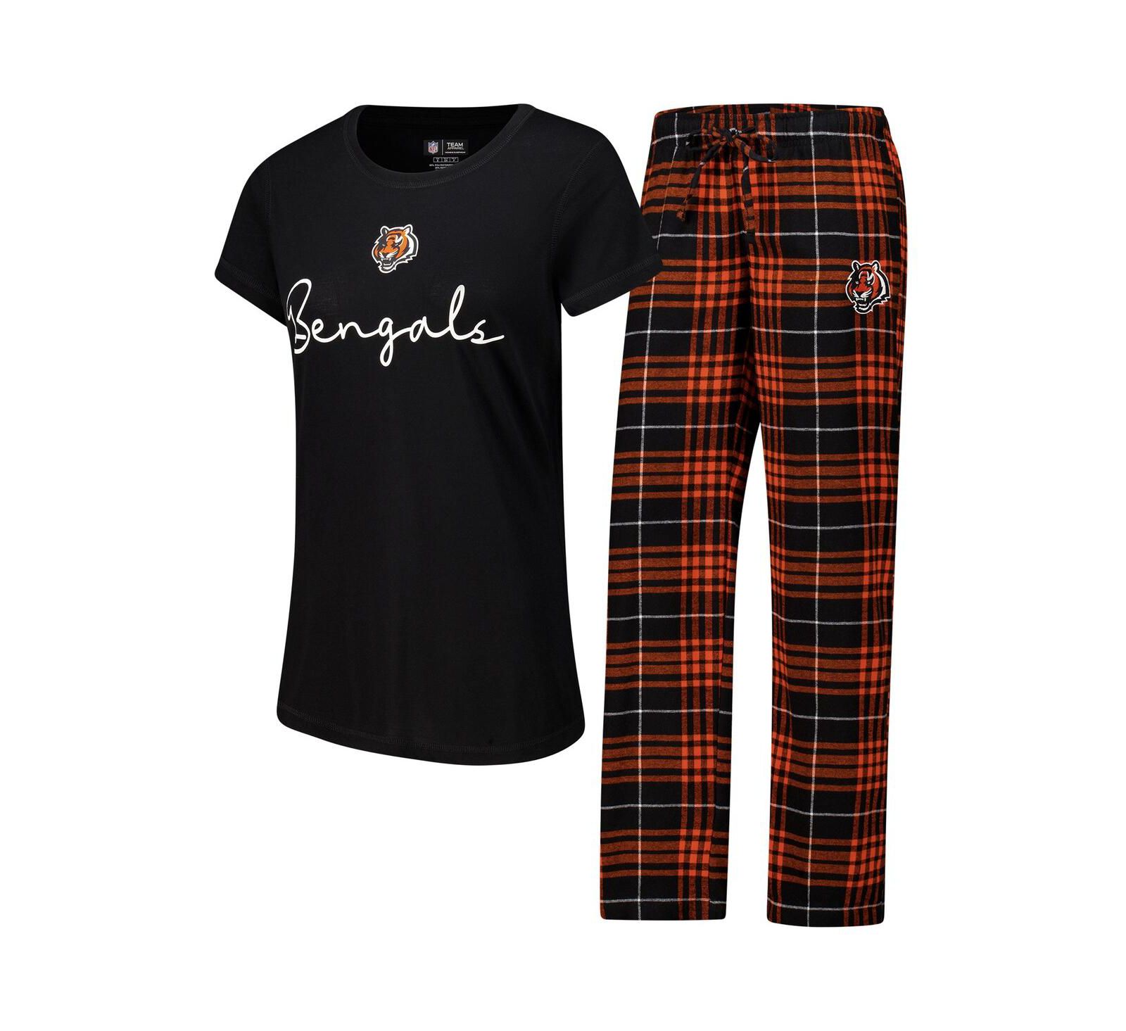 Concepts Sport Женский комплект для сна Cincinnati Bengals Vector T-Shirt Flannel Pants