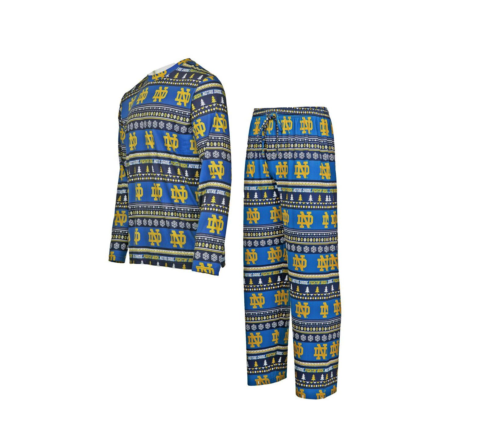 Мужской комплект Concepts Sport Navy Notre Dame Fighting Irish Swivel Long Sleeve T-Shirt Pants Sleep Set