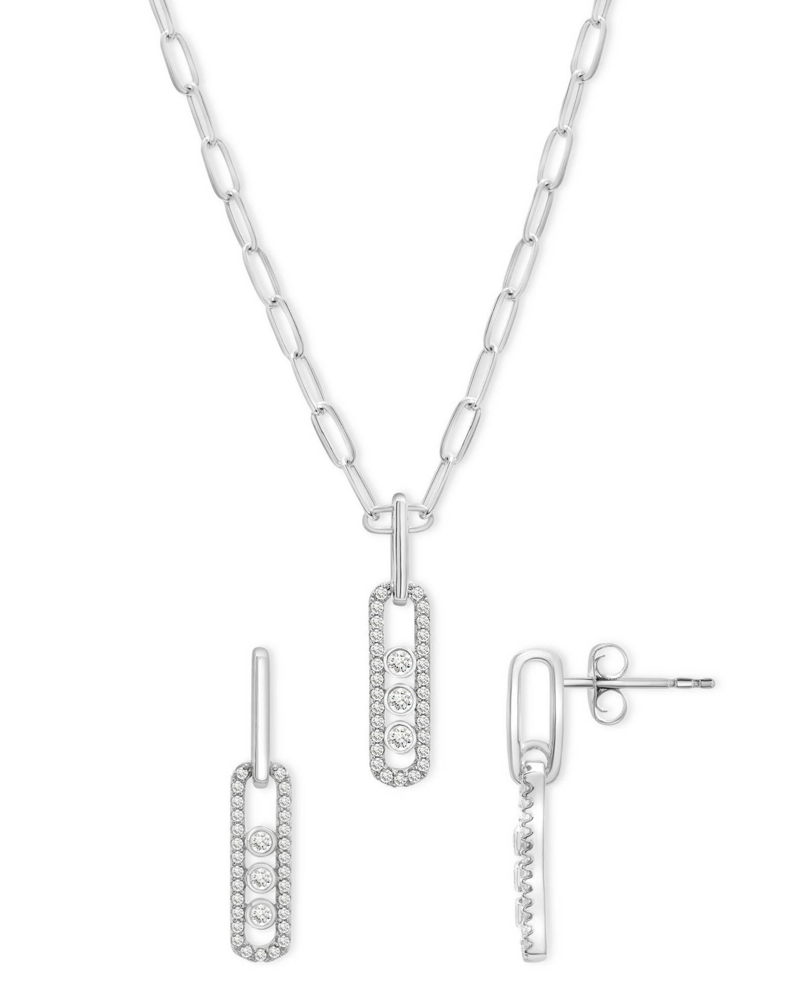 Набор из 2-х элементов: ожерелье с подвеской Diamond Oval и подходящие серьেরги-капли (1/2 ct. t.w.) в Sterling Silver
