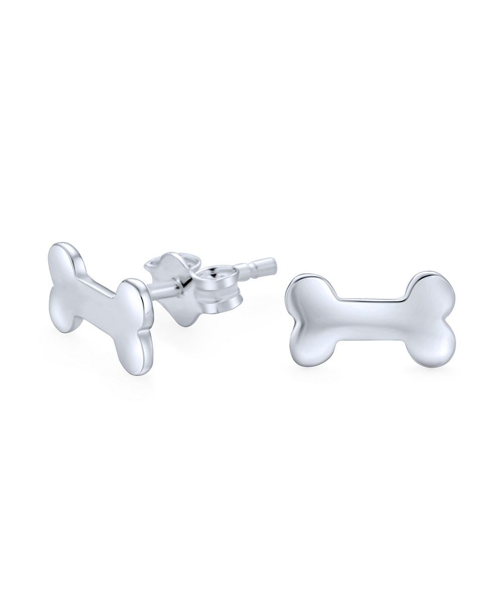 Bling Jewelry Серьги-гвоздики с косточкой собаки из серебра 925