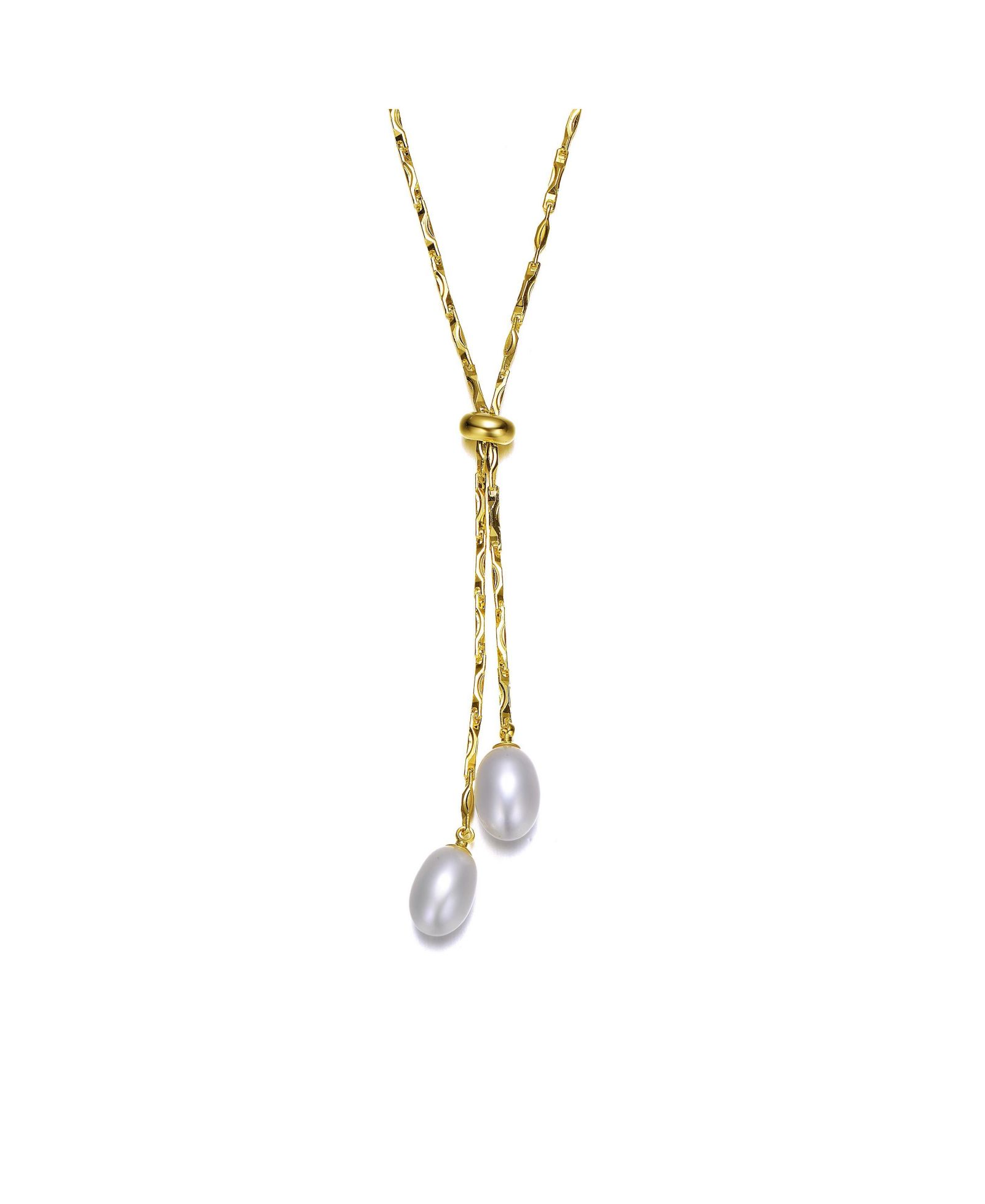 Y-образное ожерелье Rachel Glauber Timeless с жемчужными каплями и CZ, покрытие 14K Gold