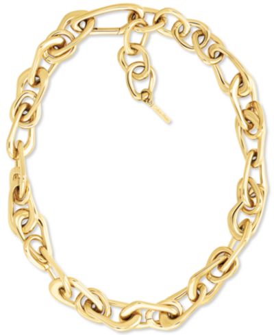 Ожерелье Calvin Klein Gold-Tone Stainless Steel CK Statement Link Collar, 14" + 2" extender