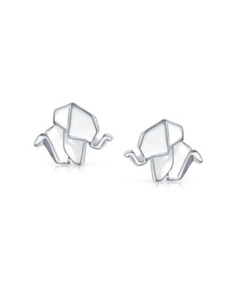 Серьги-гвоздики Bling Jewelry, серебро 925, 3D геометрический оригами слон