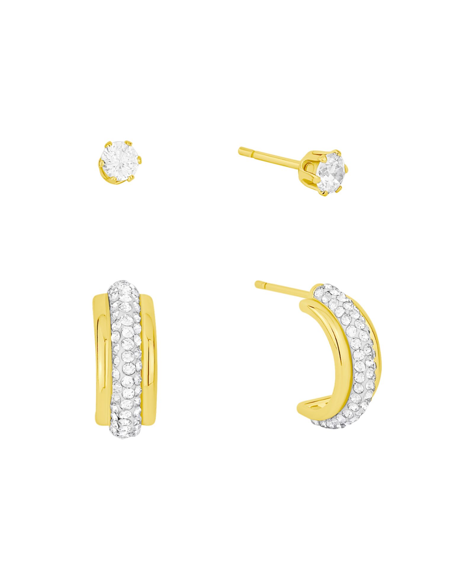 And Now This Clear Crystal Hoop and Cubic Zirconia Stud Earrings Set