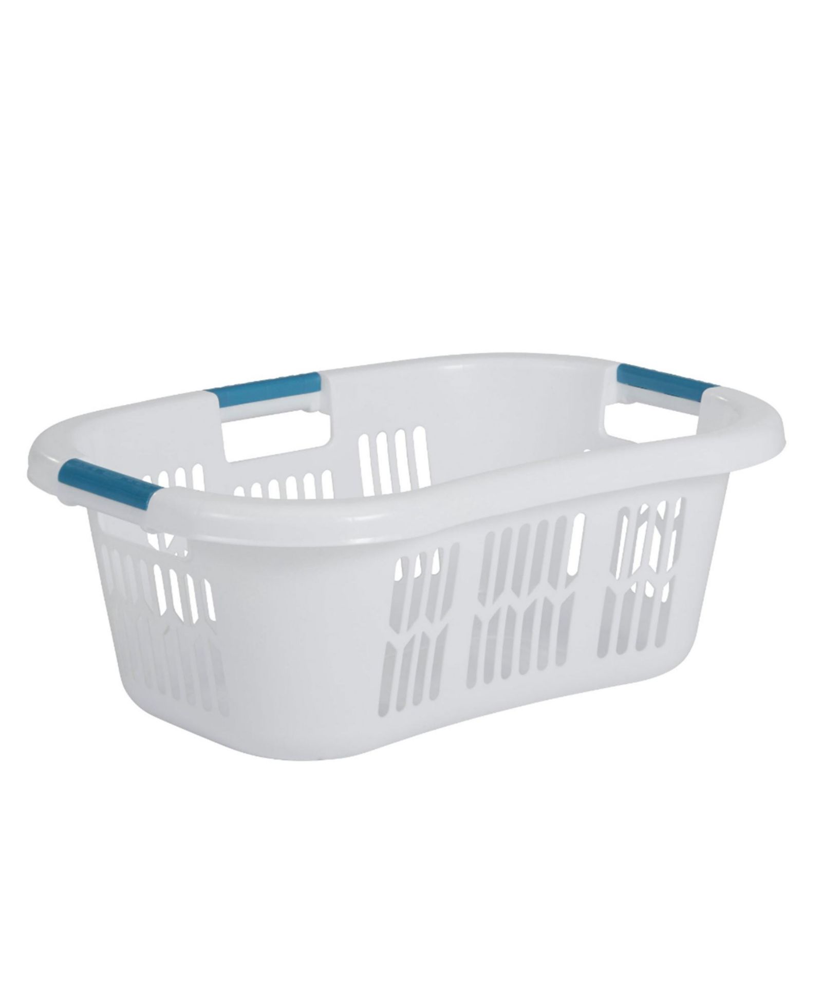 Rubbermaid 2.1 Bushel Large Hip-Hugger Portable Plastic Laundry Basket, White