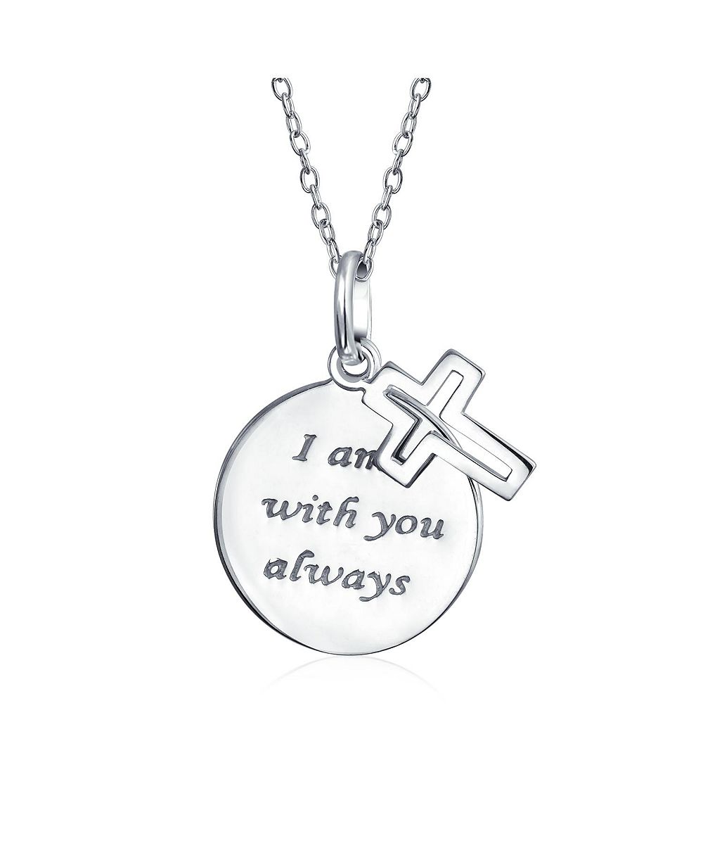 Bling Jewelry Sterling Silver Cross Circle Pendant Necklace