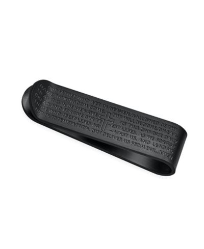 Bling Jewelry Religious Quote Lords Prayer Cross Black Money Clip Card Holder Stainless Steel