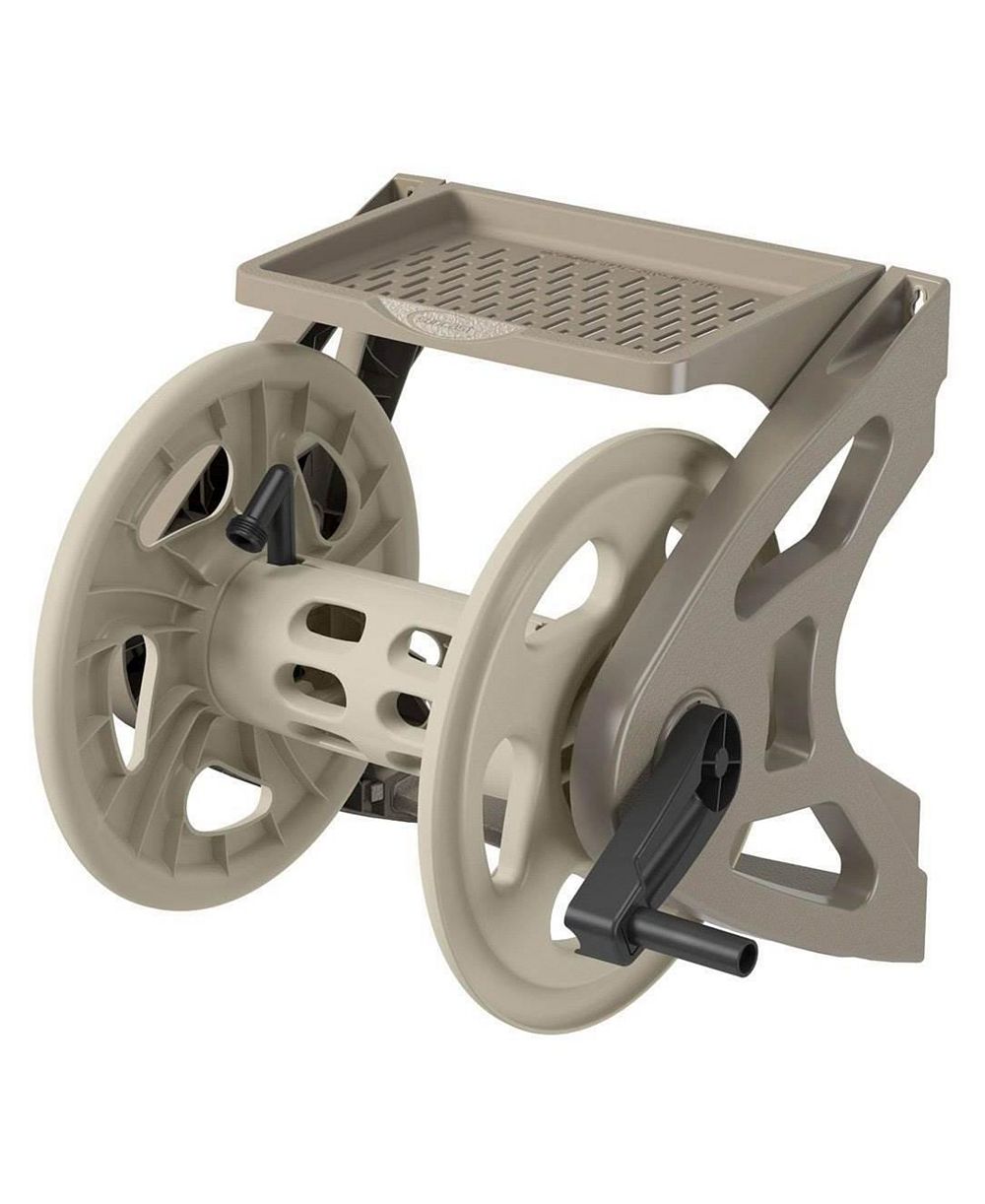 Suncast Handler 200 Foot Resin Wall Mounted Outdoor Garden Hose Reel