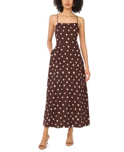 1.STATE Women's Linen Blend Printed Maxi Dress