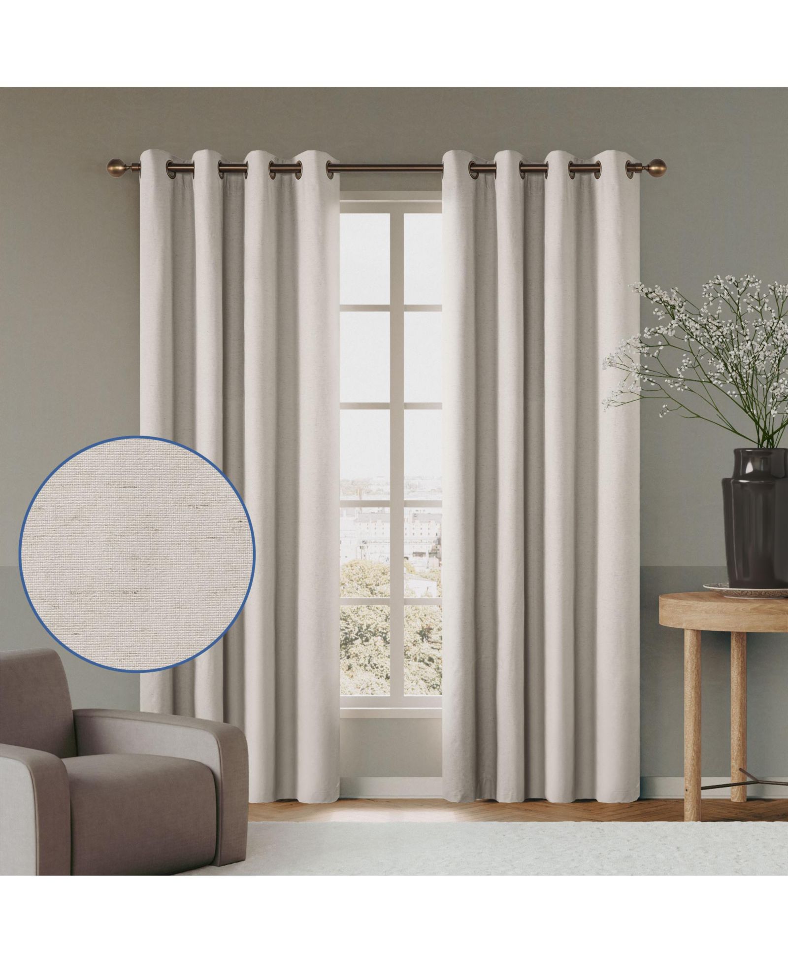 Комплект штор Awesome Home Linen Blend Total Blackout с люверсами