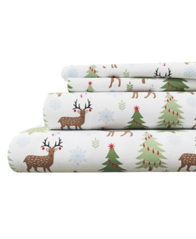Linery & Co Ultra-Soft Turkish Cotton Flannel Holiday Print Sheet Set