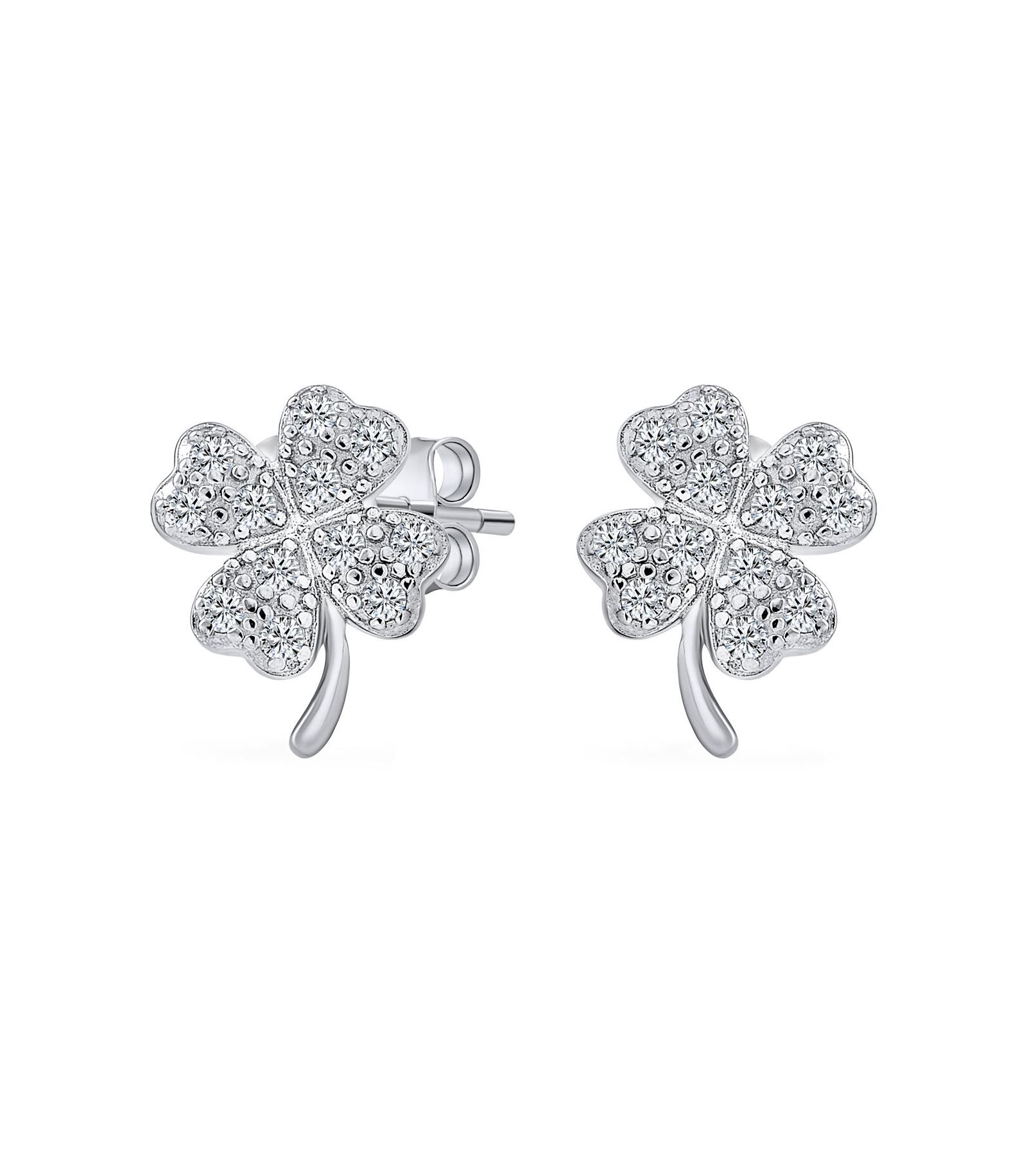 Серьги-гвоздики Bling Jewelry с кельтским клевером и кубическим цирконием, серебро 925 пробы