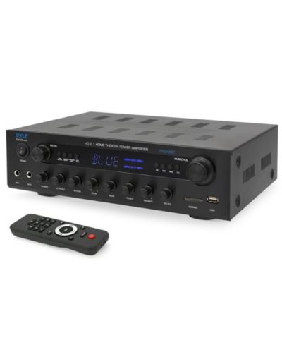 Pyle 400W Bluetooth Stereo Amplifier Receiver with 3.5mm, Optical, Phono, Coaxial, FM, USB, SD, LED Display, Mic Inputs