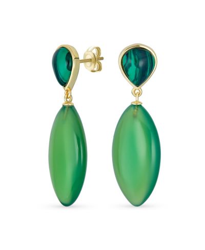 Серьги Bling Jewelry с малахитом и зеленым ониксом, позолоченные 14K Gold