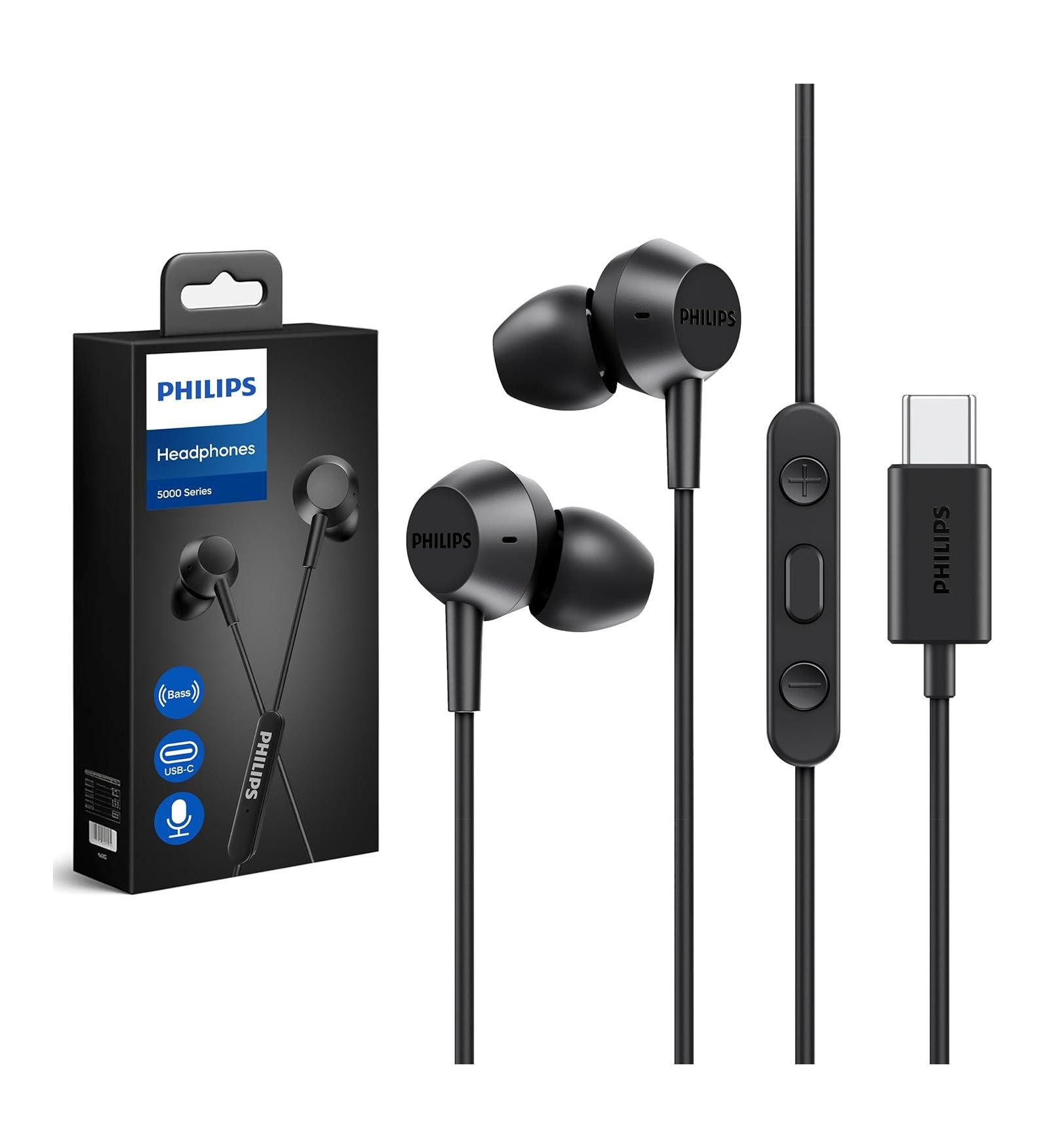 PHILIPS проводные наушники USB-C с микрофоном, мощный бас, легкий дизайн In-Ear, 3-кнопочный пульт управления