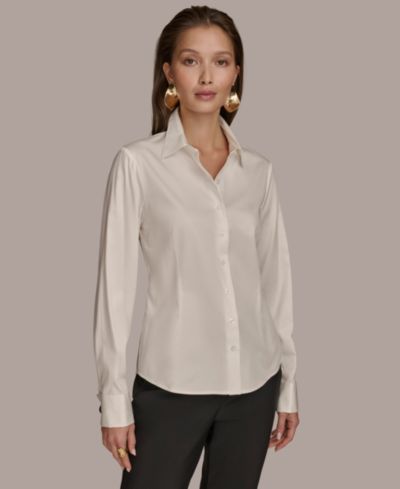 Donna Karan New York Women's Wrist-Hardware Button-Down Shirt, рубашка