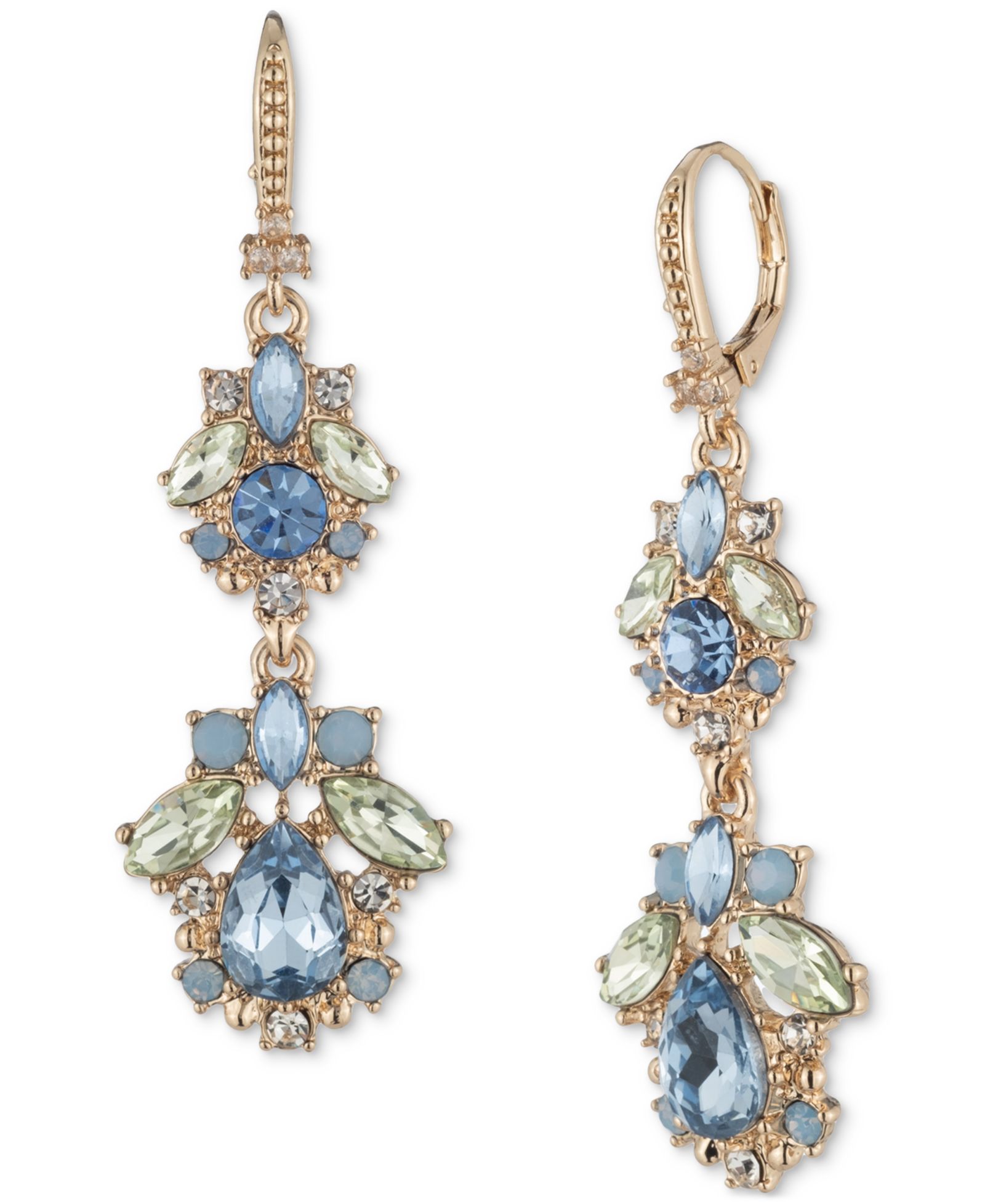 Серьги Marchesa Gold-Tone Mixed Crystal Cluster Double Drop