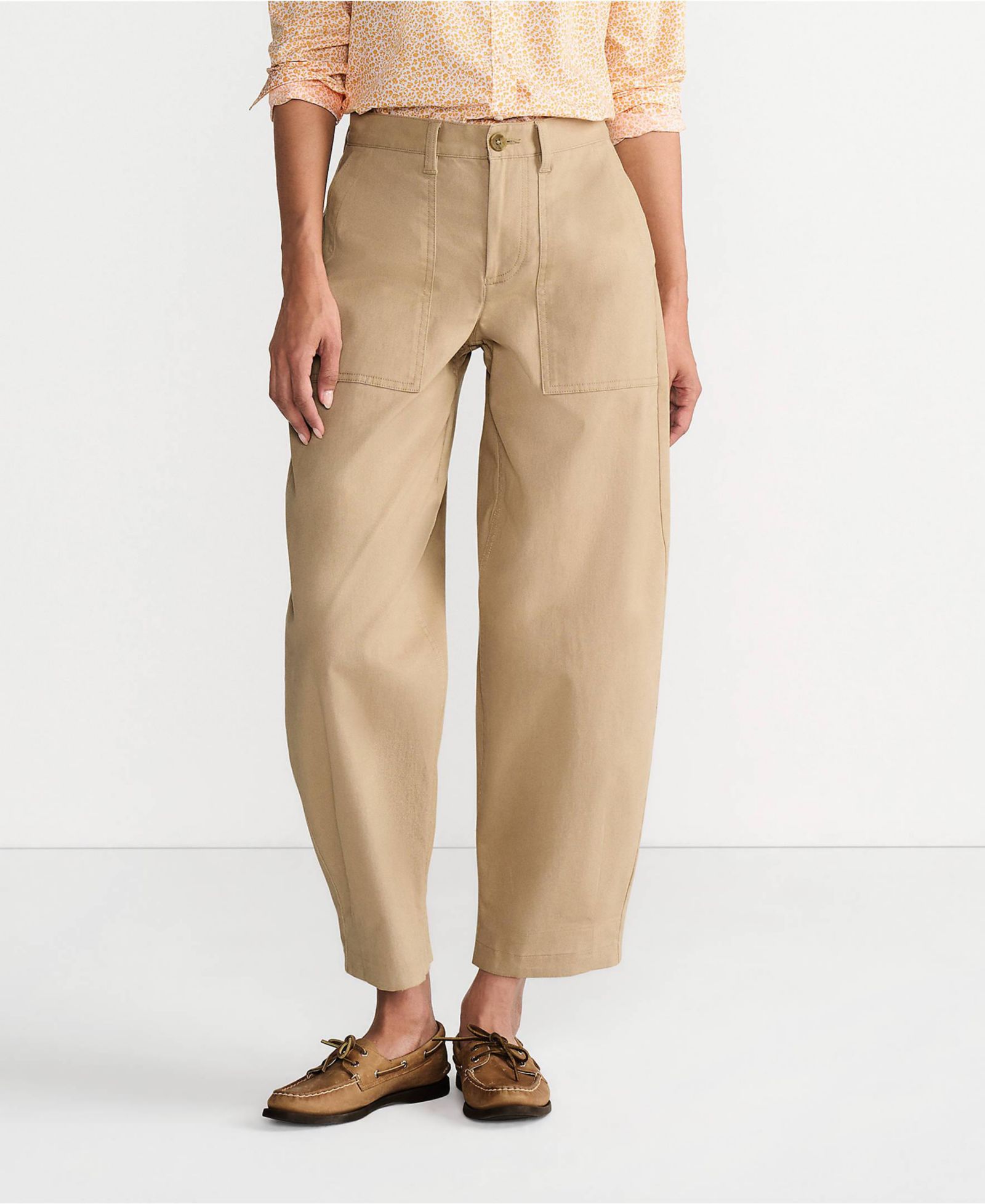 Lands' End Women's Chino High Rise Barrel Leg Utility Ankle Pants