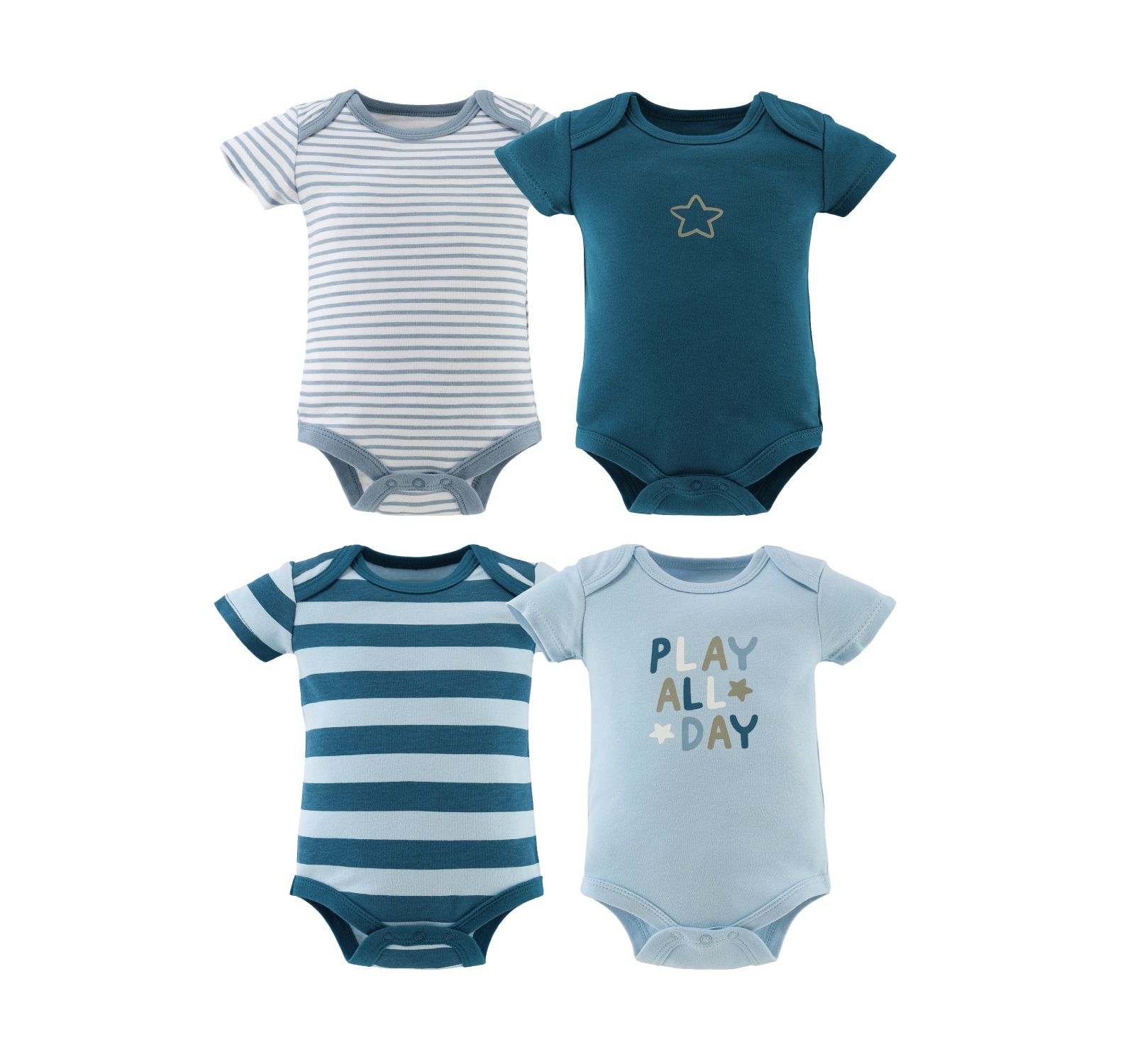 The Peanutshell Baby Boys Short Sleeve Cotton Bodysuits Boys, Star Stripe