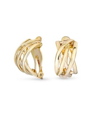 Серьги Bling Jewelry Casual Wide Criss Cross Clip On Yellow Gold Plated