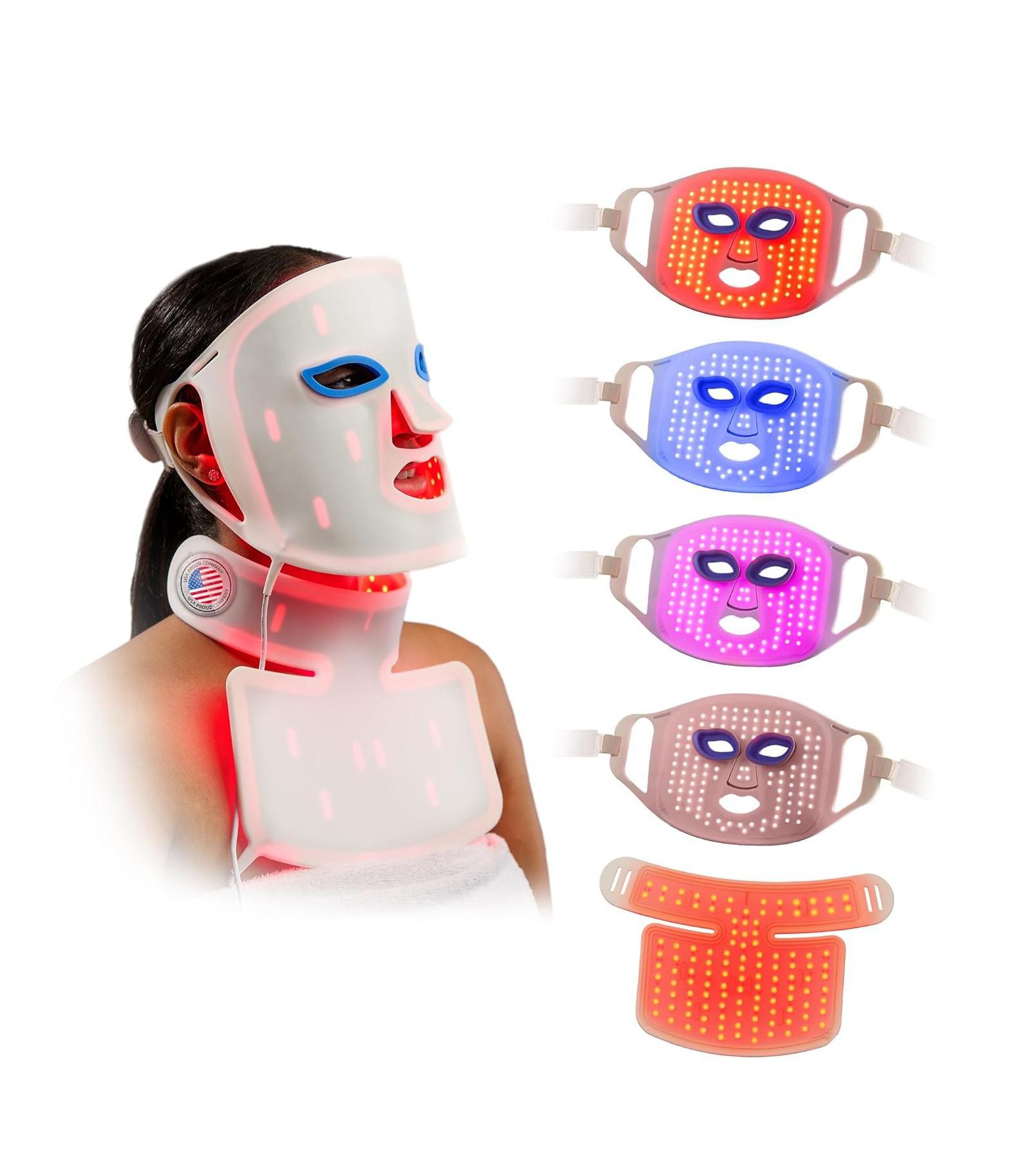 Lifepro Red Light Therapy Mask - Revitaglow LED Face & Neck Mask with 3-4 Modes, Auto-Timer & 2000mAh Battery for Daily Skin Wellness