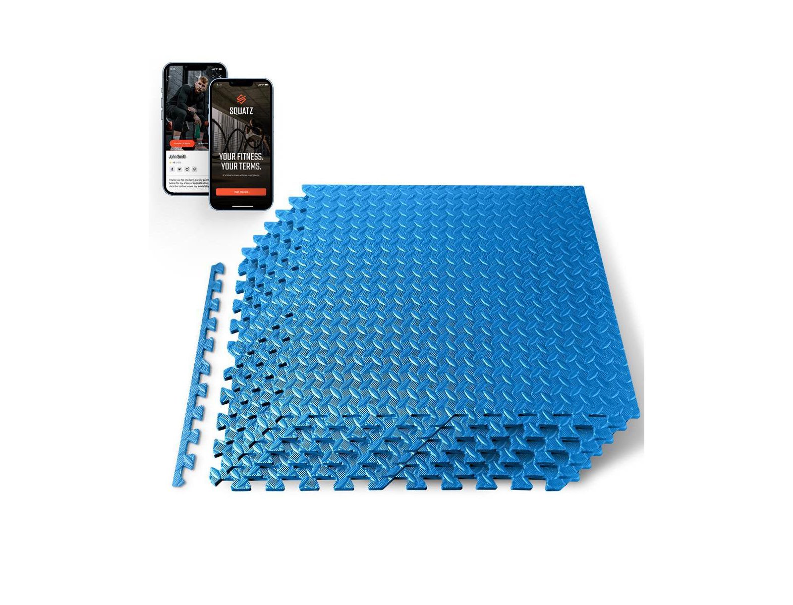 SQUATZ 6-Piece Puzzle Exercise Mat, EVA Foam Tiles, Blue