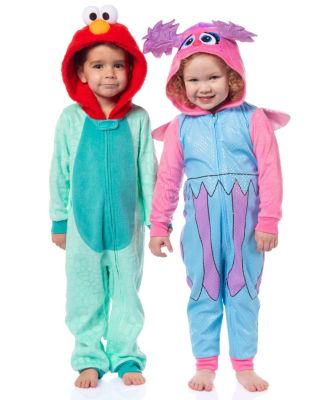 Sesame Street Toddler Boys 1PC Hooded Union Suit Footless Sleep Pajama - Elmo Abby Cadabby
