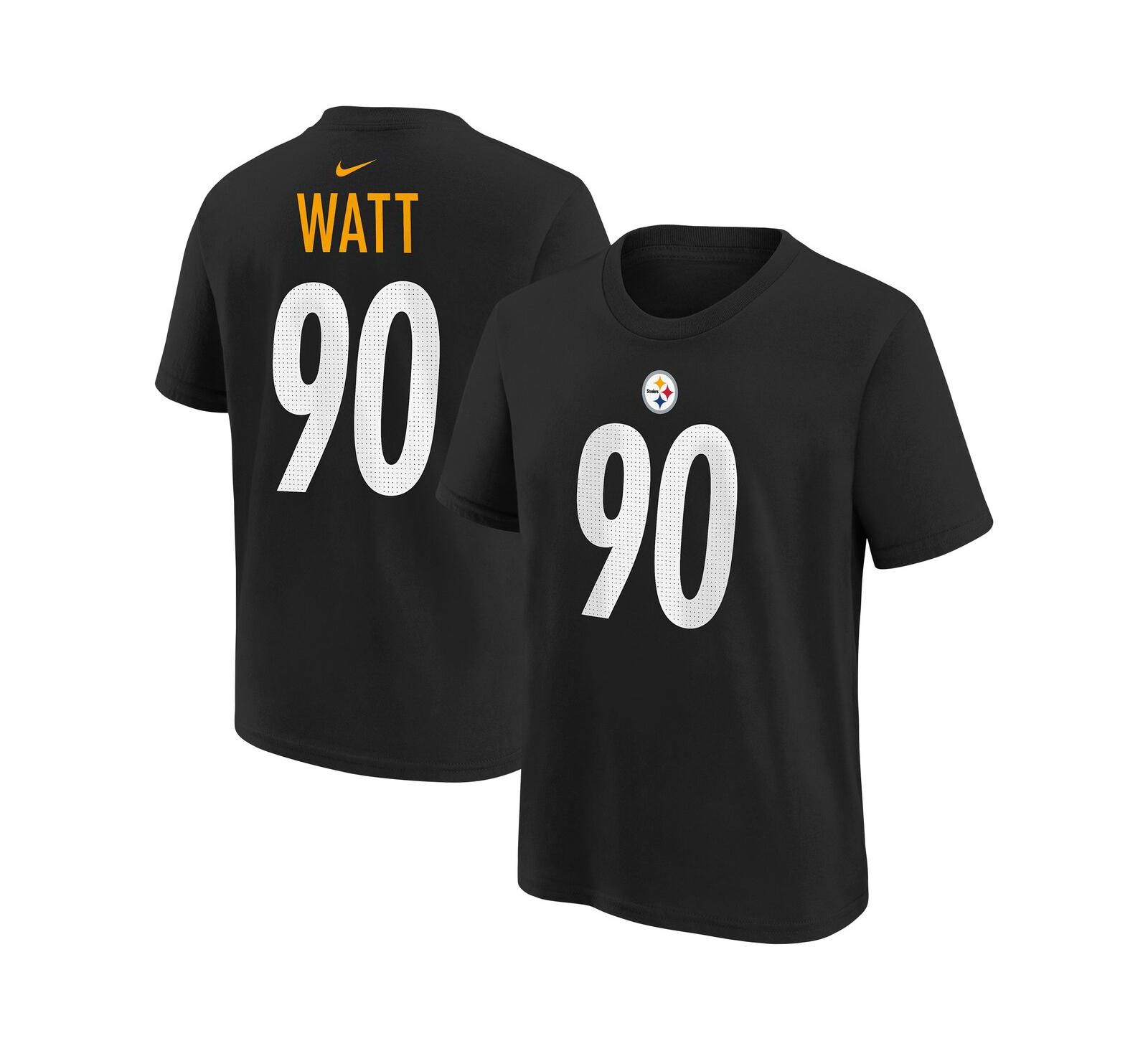 Nike детская футболка T.J. Watt Black Pittsburgh Steelers с именем и номером игрока