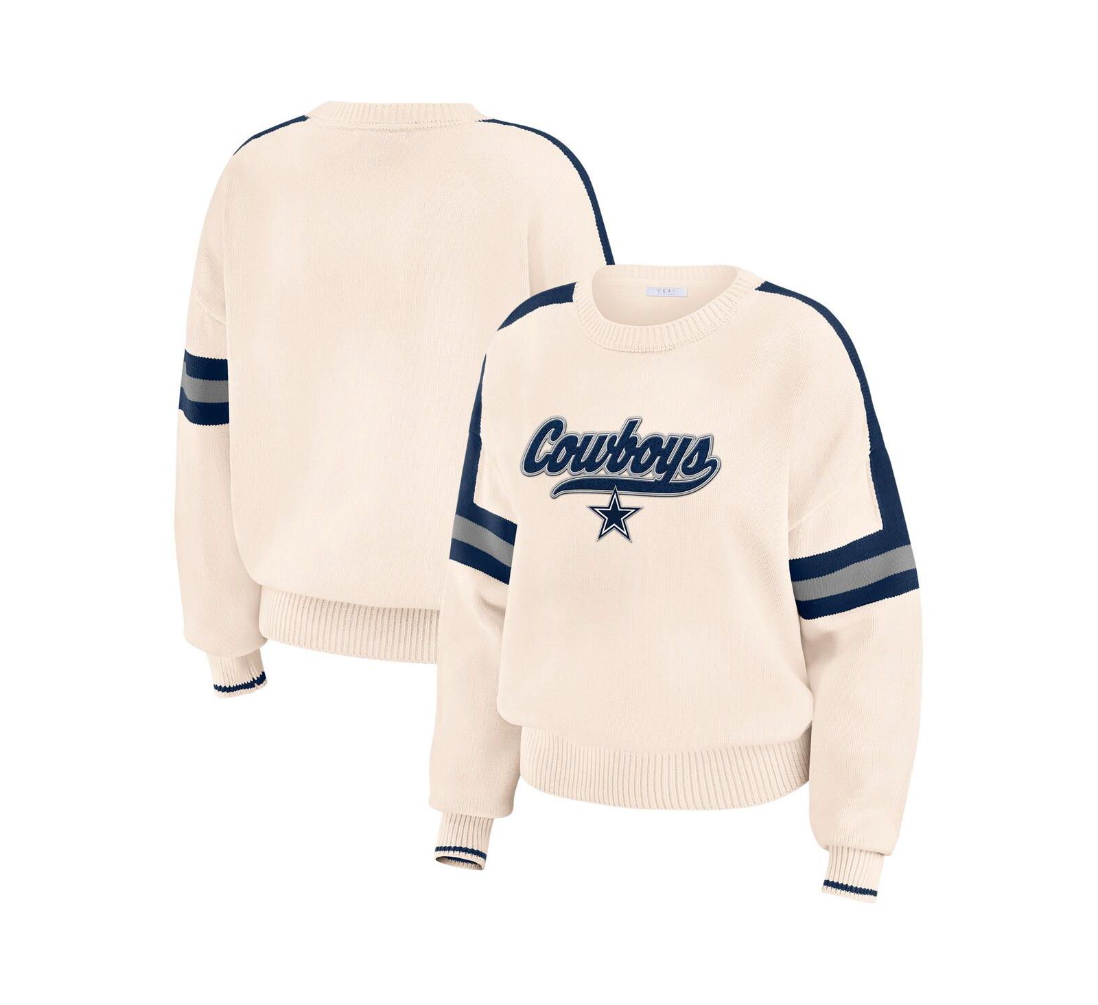WEAR by Erin Andrews Женский свитер-пуловер в полоску, кремовый, Dallas Cowboys